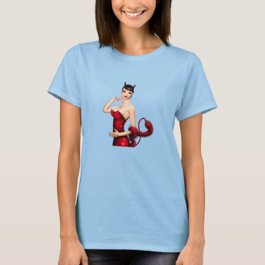 Sexy Devil Girl met Big Eyes T-shirt (Voorkant)