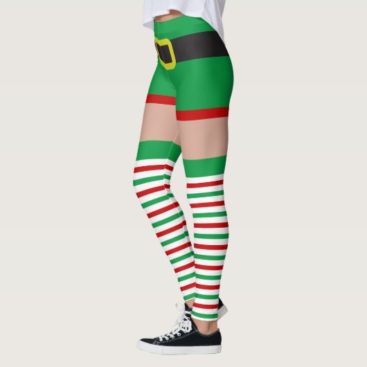 Sexy Elf Red Green Striped Stockings Novelty Fun Leggings (Links)