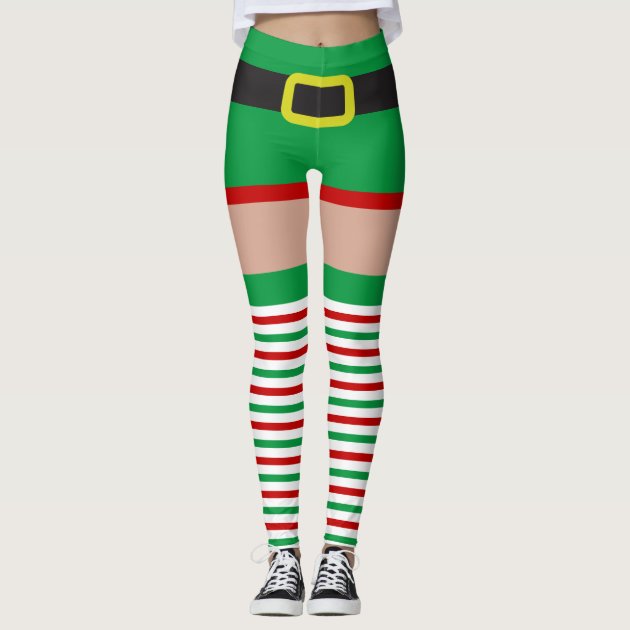 Sexy Elf Red Green Striped Stockings 