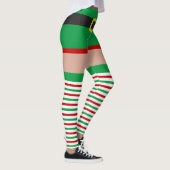 Sexy Elf Red Green Striped Stockings Novelty Fun Leggings (Rechts)
