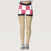 Sexy Fake shorts l Roze en wit Checkerd Leggings (Voorkant)