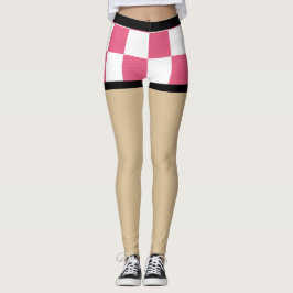Sexy Fake shorts l Roze en wit Checkerd Leggings