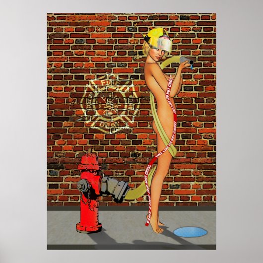 Sexy Firefighter PinUp Poster (Voorkant)