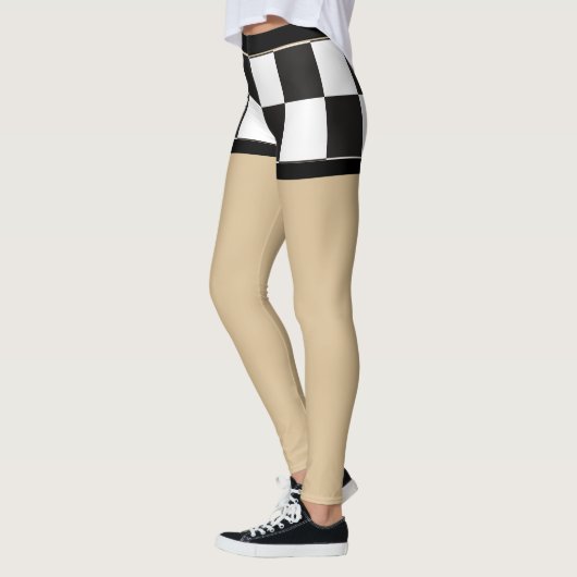 Sexy Geruite zwart-wit Fake shorts Leggings (Links)