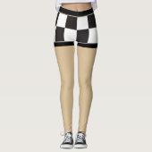 Sexy Geruite zwart-wit Fake shorts Leggings (Voorkant)