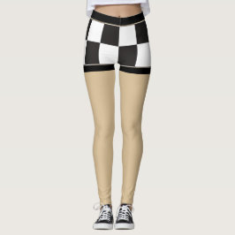 Sexy Geruite zwart-wit Fake shorts Leggings