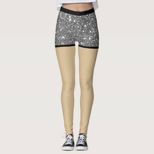 Sexy Glam Fake shorts L Glitter Metal Leggings (Voorkant)