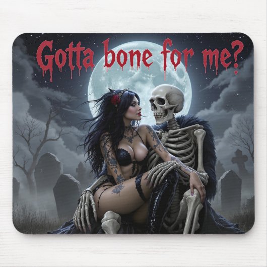 Sexy Halloween Mousepad- "Got a Bone for Me ?" Muismat (Voorkant)