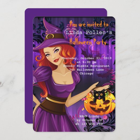 Sexy Halloween Witch Kaart (Voorkant / Achterkant)