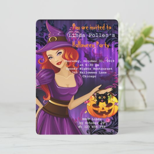 Sexy Halloween Witch Kaart (Staand voorkant)