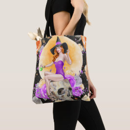 SEXY HALLOWEEN WITCH OP KLEIN MET STROMEN TOTE BAG
