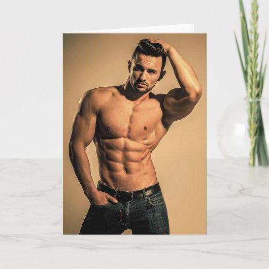 Sexy in Sepia Hot Guy Greetings Card Kaart (Voorkant)