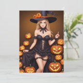 Sexy kostuum halloween heks Kaarten (Staand voorkant)