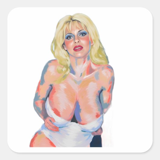 Sexy kunstzinnig schilderij vierkante sticker (Voorkant)