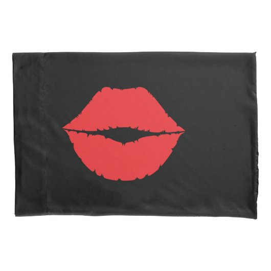 Sexy Kus Stijlvolle Grote Rode Luscious Pouty Lips Kussensloop (Voorkant)