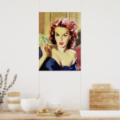 Sexy Lady Roking Cigarette  Pulp Hoesje Art Poster (Keuken)