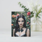 Sexy Lingerie Blauwe Ogen en Bloemen Briefkaart (Staand voorkant)