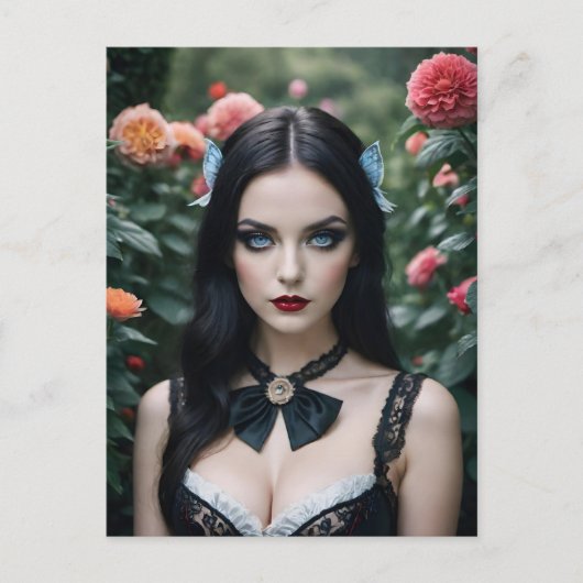 Sexy Lingerie Blauwe Ogen en Bloemen Briefkaart (Voorkant)