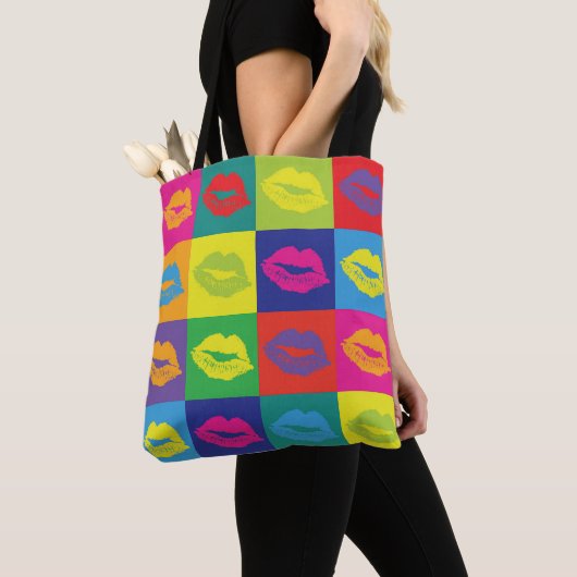 Sexy Lips Kiss Marks Pop Art Style Tote Bag (Dichtbij)