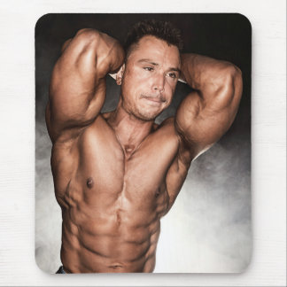 Sexy Man Seksere Shirtloze Bodybuilder Spieren Muismat