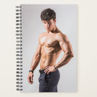 Sexy Man Seksuele Man Perfecte Borstspieren Spiere Planner