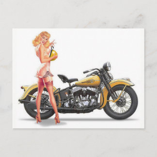 Sexy Motor Pin Up Meisje Briefkaart