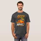 Sexy Navel Grappig Oranje T-Shirt (Voorkant volledig)