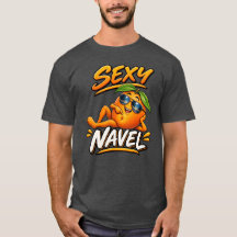 Sexy Navel Grappig Oranje T-Shirt