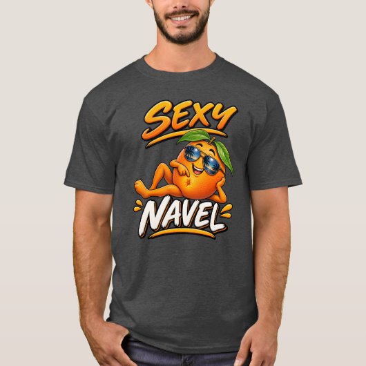 Sexy Navel Grappig Oranje T-Shirt (Voorkant)