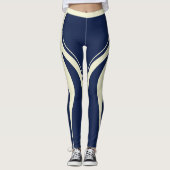 Sexy Navy Blue Cream Heart Butt Activewear Leggings (Voorkant)