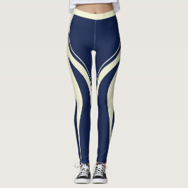 Sexy Navy Blue Cream Heart Butt Activewear Leggings