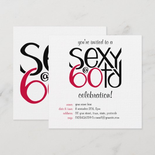Sexy op 60 rode uitnodiging (Voorkant / Achterkant)