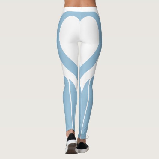 Sexy Pastel Blue White Heart Butt Gym ActiveShart Leggings (Achterkant)