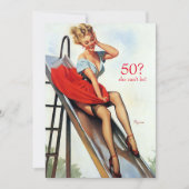 Sexy Pin Up on Slide 50th Birthday Party Kaart (Voorkant)