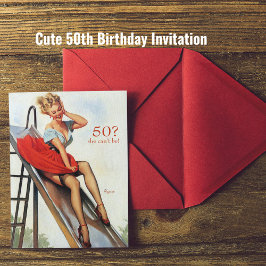 Sexy Pin-Up op glijbaan 50ste verjaardagsfeestje  Kaart