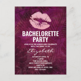 Sexy Pink Glitter Lips Glamoureus Bachelorette Uitnodiging Briefkaart