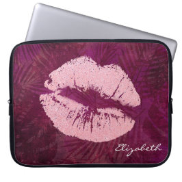 Sexy Pink Glitter Lips Glamoureus Laptop Sleeve