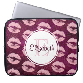 Sexy Pink Glitter Lips Glamoureus Patroonmonogram Laptop Sleeve