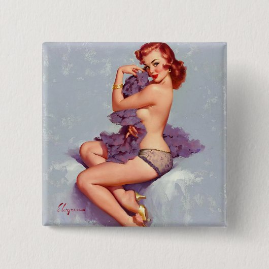 Sexy pinup girl vierkante button 5,1 cm (Voorkant)