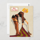 Sexy Pinup Maid Briefkaart (Voorkant / Achterkant)