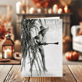 Sexy Pinup met Thanksgiving van musket Feestdagen Kaart