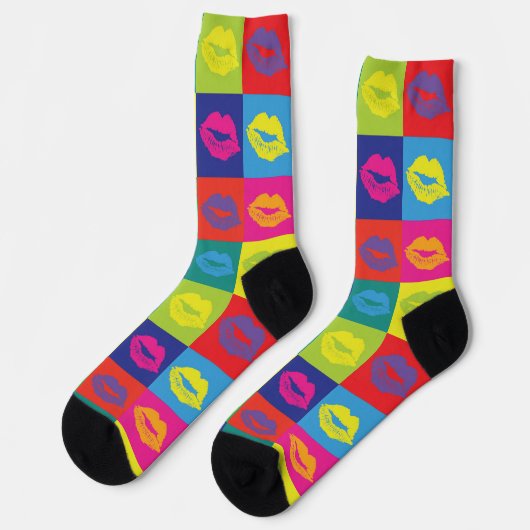 Sexy Pop Art Lipstick Kiss Marks Pattern Sokken (Links)