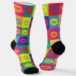 Sexy Pop Art Lipstick Kiss Marks Pattern Sokken