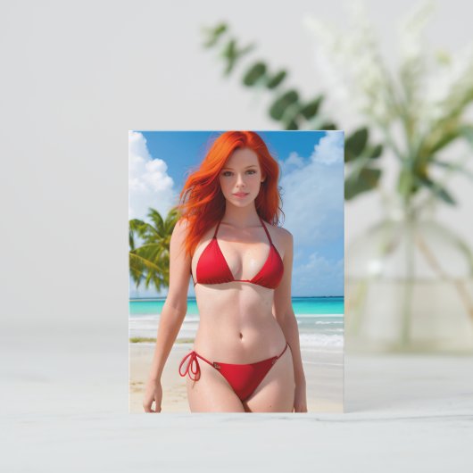 Sexy Red Bikini Briefkaart (Staand voorkant)