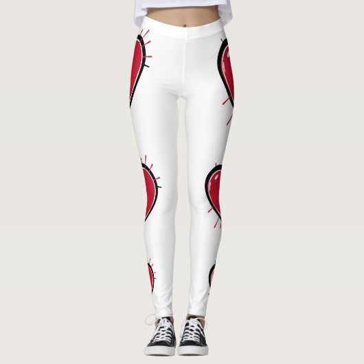 Sexy Red Heart Gym Activewear Leggings (Voorkant)