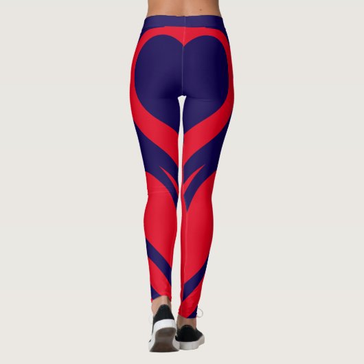 Sexy Red Navy Blue Heart Butt Workout Leggings (Achterkant)