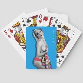 Sexy Retro Pinup Girl Art Blauw Pokerkaarten
