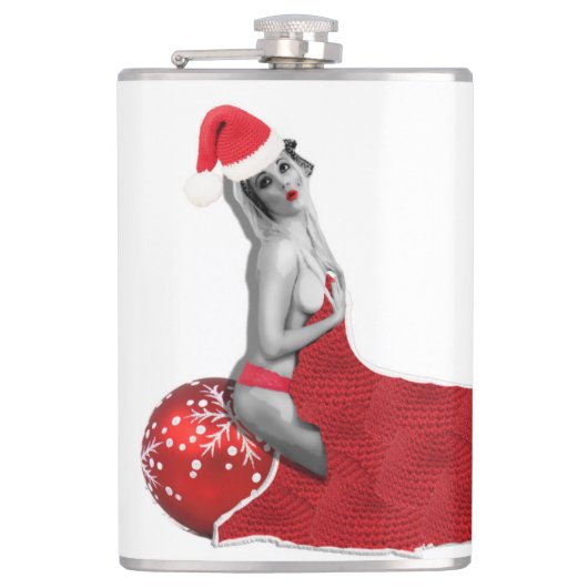 Sexy Retro  Pinup Girl Art Hip Flask Xmas Heupfles (Voorkant)