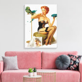 Sexy rood haar pinup meisje canvas afdruk (Insitu (Woonkamer))