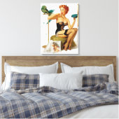 Sexy rood haar pinup meisje canvas afdruk (Insitu (Slaapkamer))